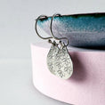 Load image into Gallery viewer, Teardrop Daisy Hand Stamped Sterling Silver Earrings