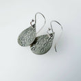 Load image into Gallery viewer, Teardrop Daisy Hand Stamped Sterling Silver Earrings