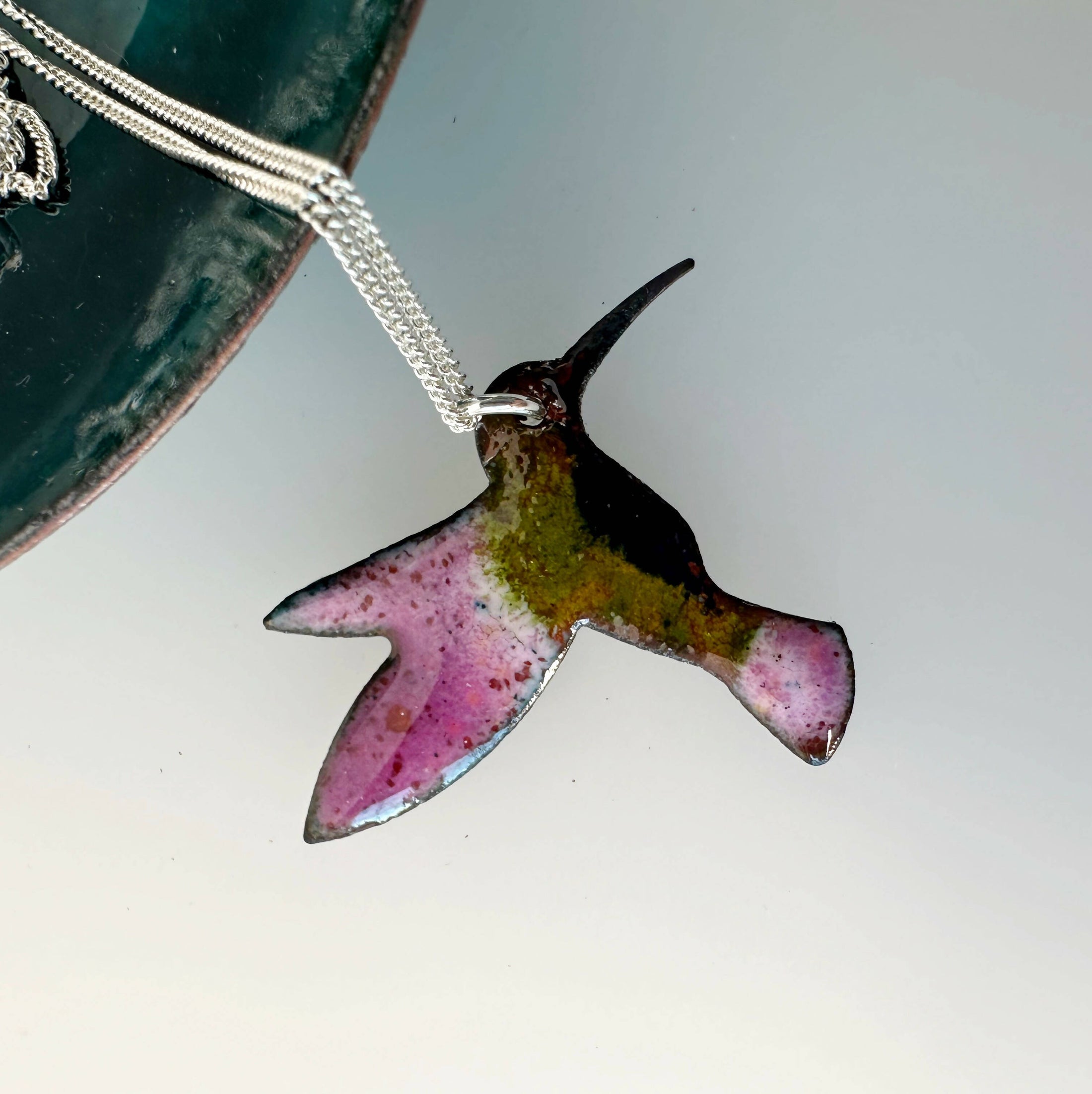 Enamel Hummingbird Pendant