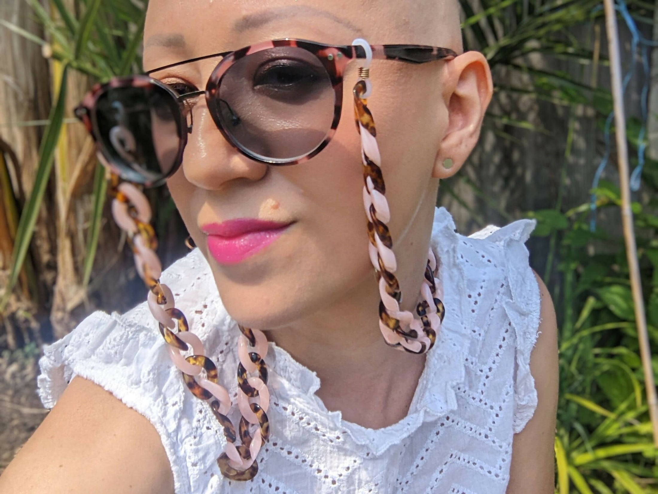 Glasses Chain - Pink & Tortoise Shell Chunky Acrylic