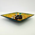 Load image into Gallery viewer, Square Enamel Ring Dish - Yellow and Teal