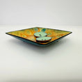 Load image into Gallery viewer, Square Enamel Ring Dish - Yellow and Teal