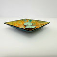 Load image into Gallery viewer, Square Enamel Ring Dish - Yellow and Teal
