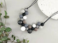 Load image into Gallery viewer, kodes-statement-necklace-geometric-silicone-black-white-monochrome-necklace-KS0048b-0003-scaled.jpg.webp
