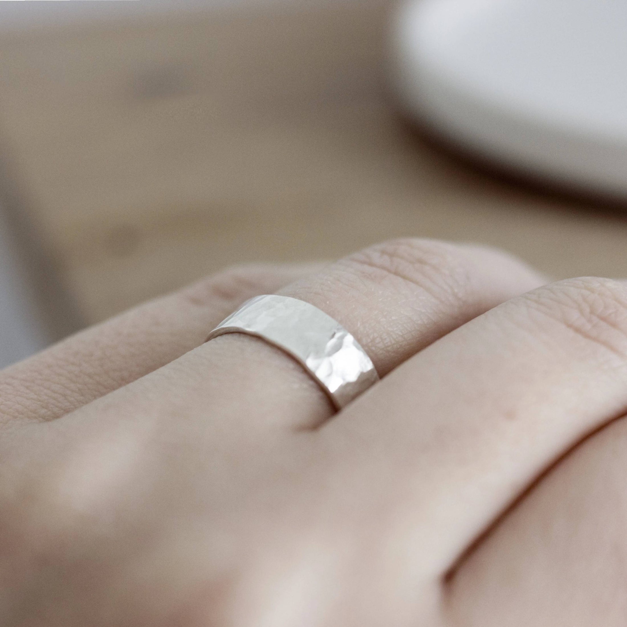 Sterling Silver Hammered Band Ring