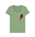 Load image into Gallery viewer, Sage Christmas red and green leopard print lightning bolt scoop neck t-shirt
