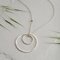 Load image into Gallery viewer, 240508_Double-Pebble-Hoop-Pendant-Silver-XL-Square-Oorla-Jewellery-005 1024
