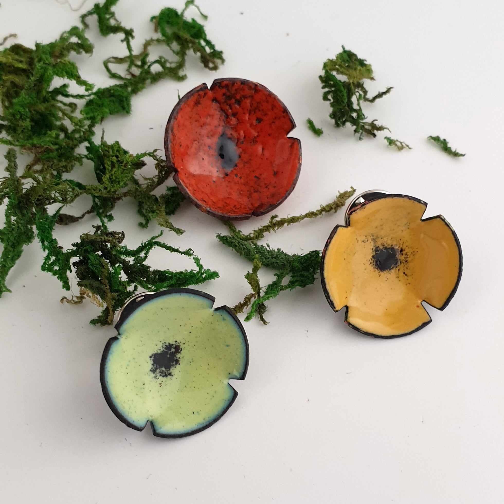 Red Enamel Poppy Brooch