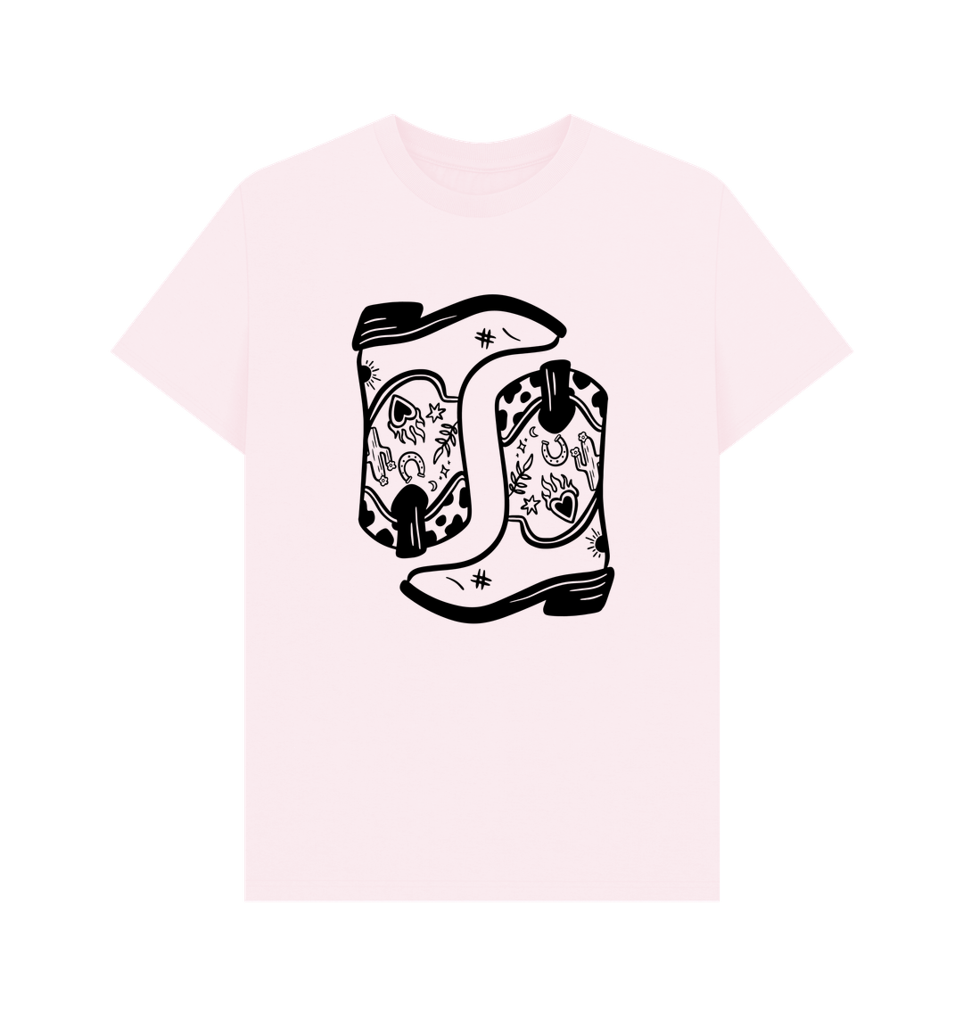 Pink Double cowboy boot crew neck t-shirt