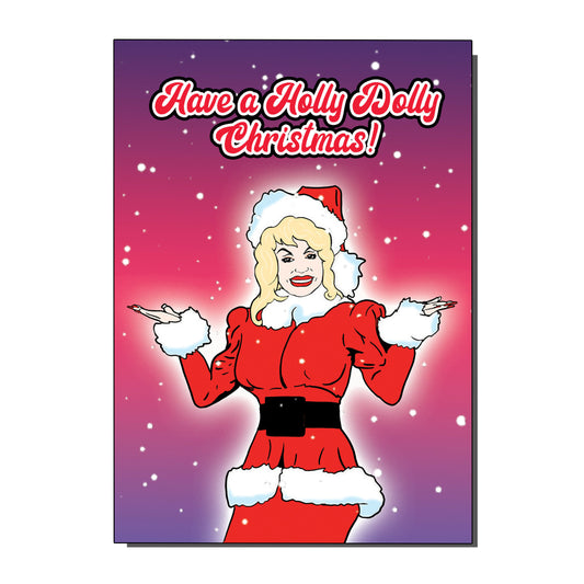 BYG 106 Holly Dolly Christmas drop card white -1