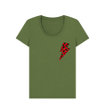 Load image into Gallery viewer, Khaki Christmas red and green leopard print lightning bolt scoop neck t-shirt
