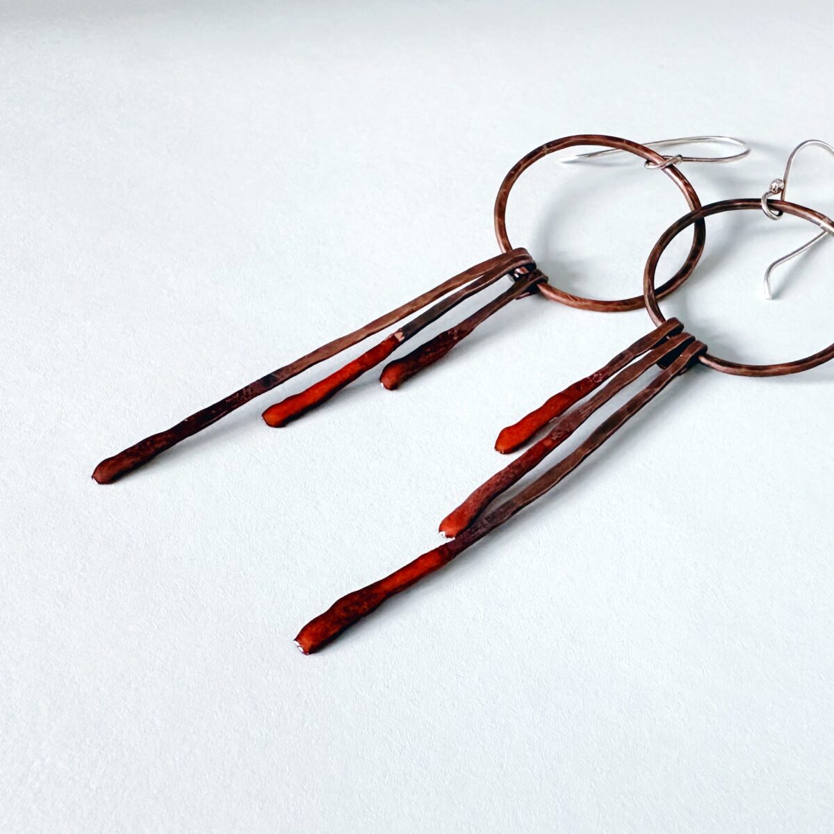 orange copper enamel earrings