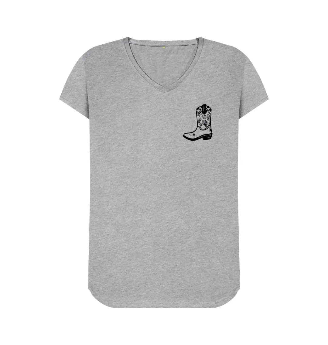 Black small cowboy boot v neck t-shirt - Trend Tonic