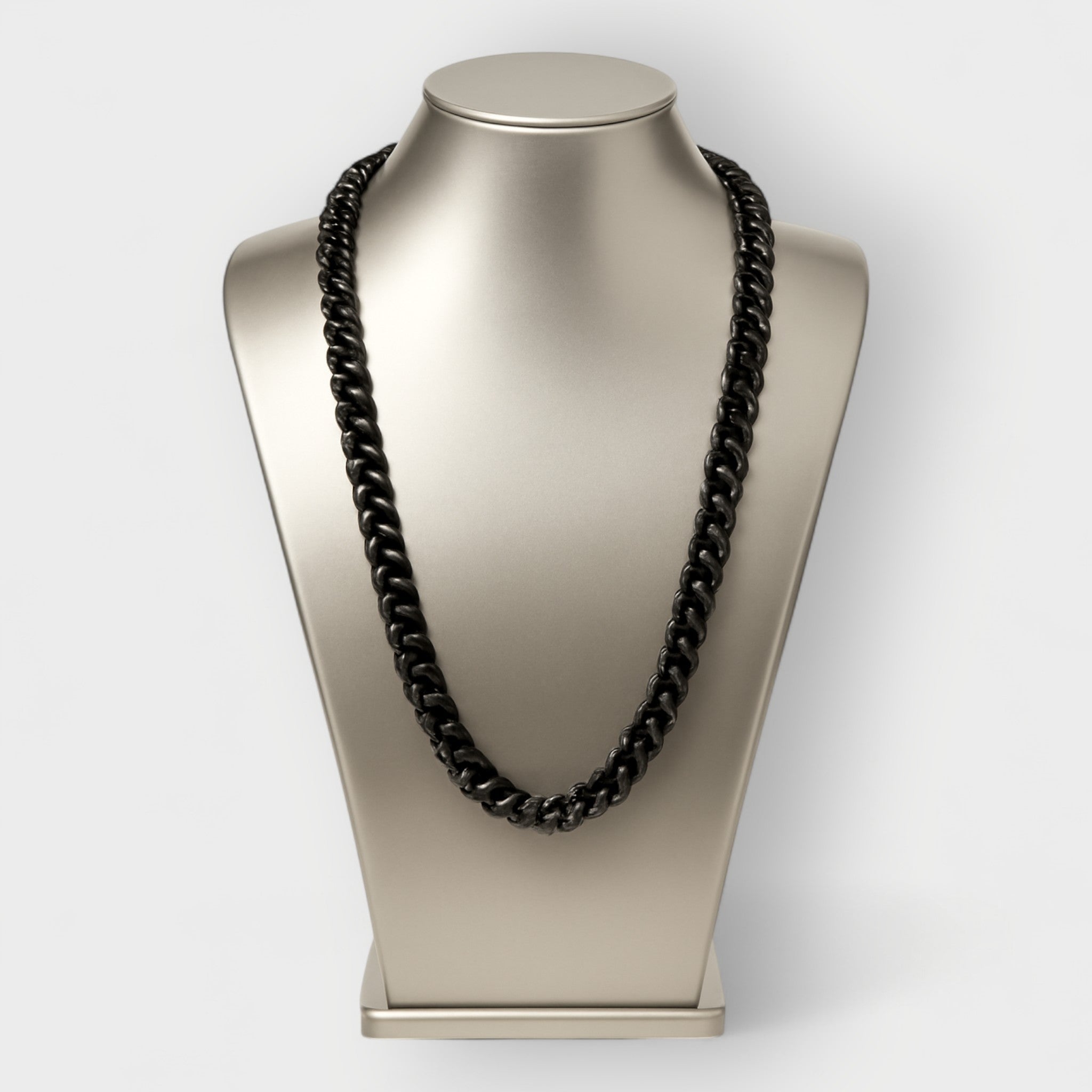 Cleopatra Black Aluminum Chain Necklace Single Tier Long