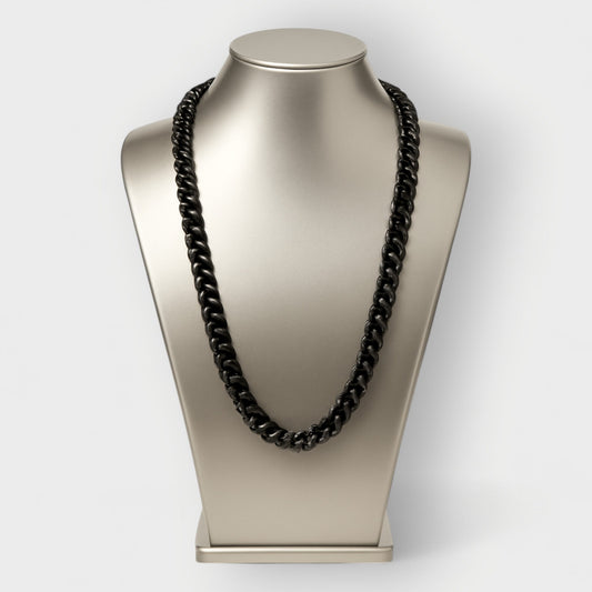 Cleopatra Black Aluminum Chain Necklace Single Tier Long