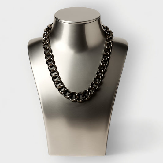 Cleopatra Black Aluminum Chain Necklace Single Short Tier