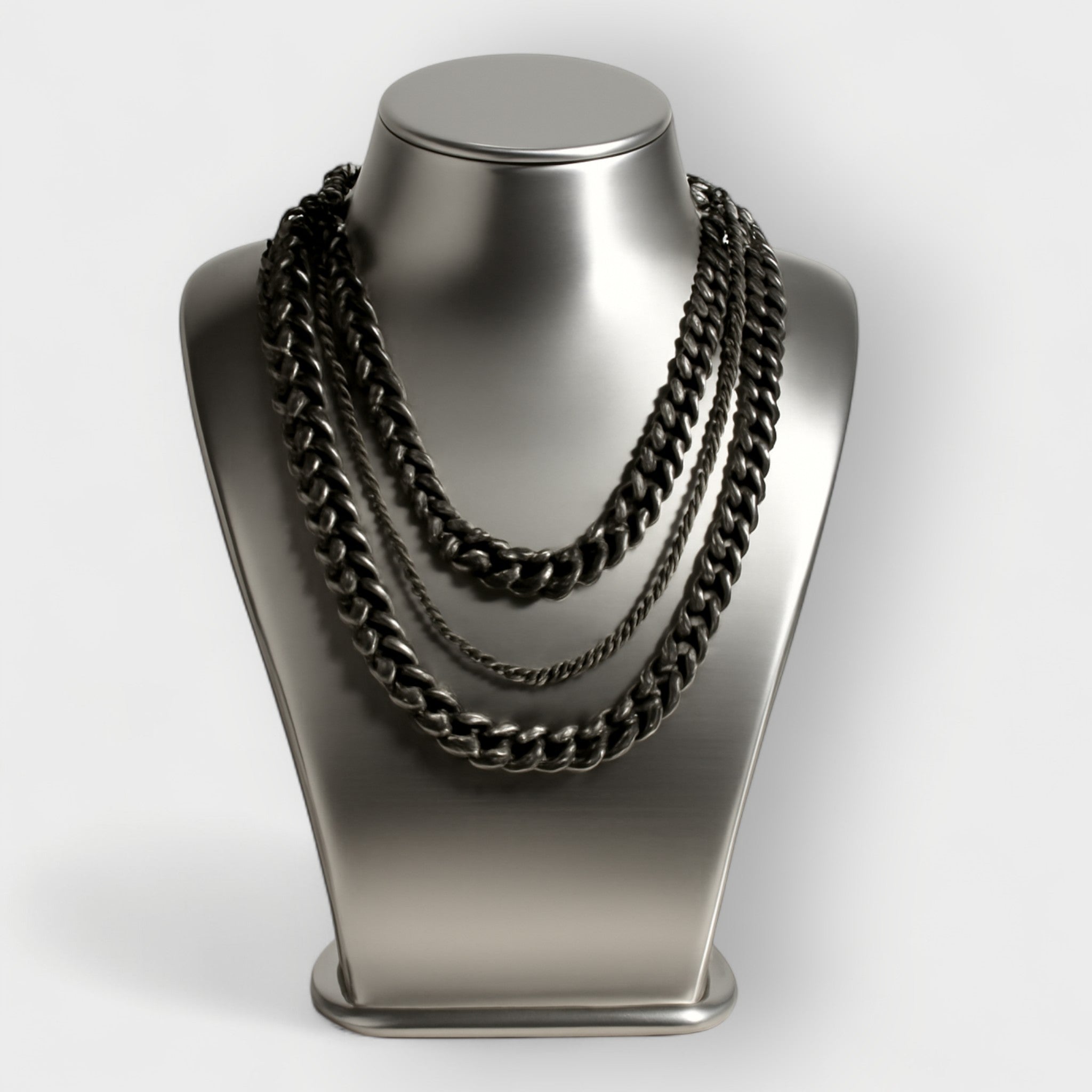 Cleopatra Black Metal Aluminum Chain Necklace