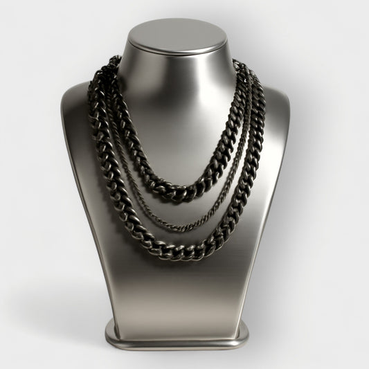 Cleopatra Black Metal Aluminum Chain Necklace