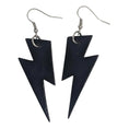 Load image into Gallery viewer, Double sided black cork lightning bolt earrings
