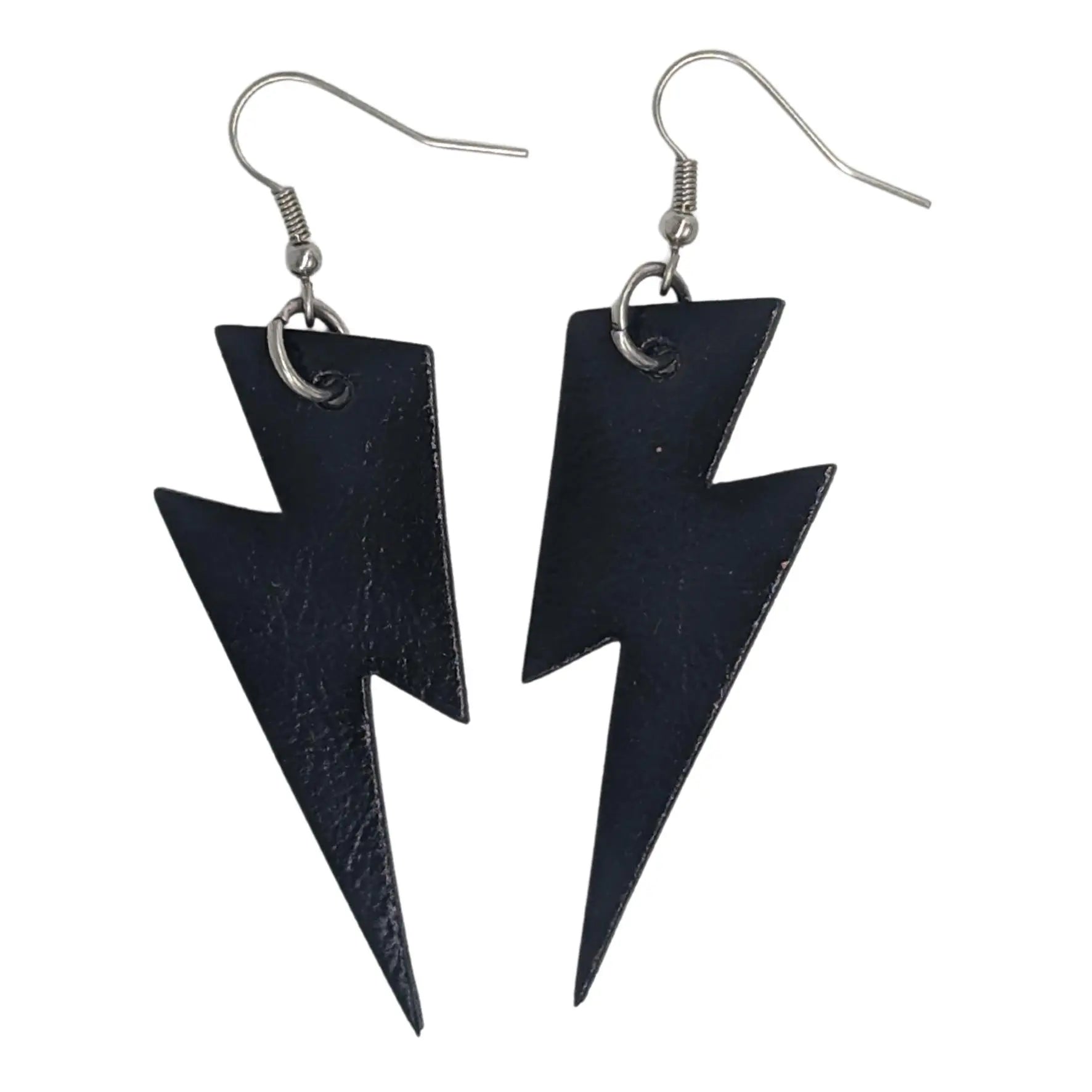 Double sided black cork lightning bolt earrings