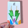 Load image into Gallery viewer, Double sided metallic green cork earrings
