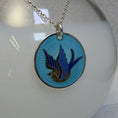 Load image into Gallery viewer, 26mm round swallow of hope vitreous enamelled pendant
