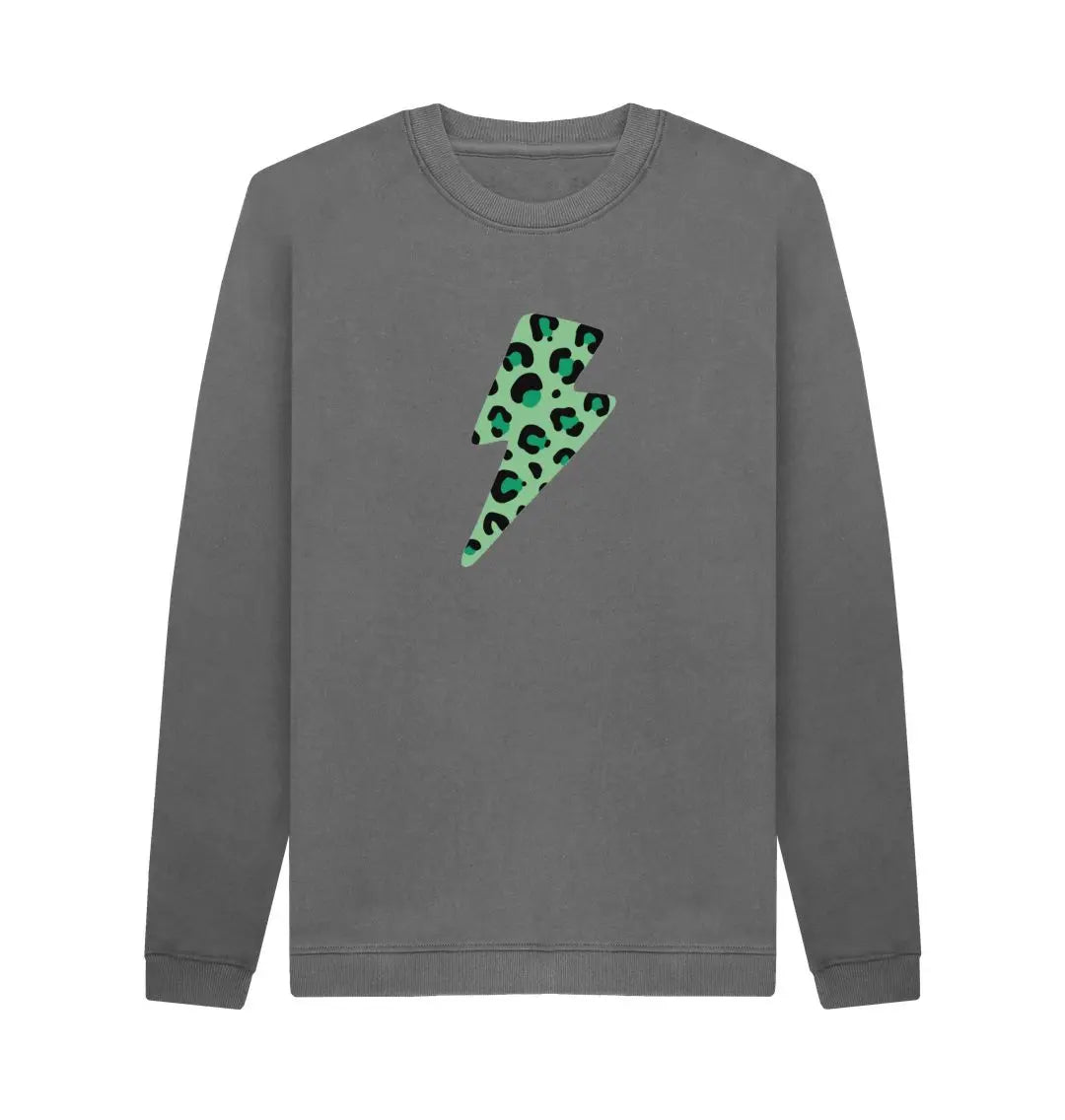 Green leopard lightning bolt sweater - Trend Tonic