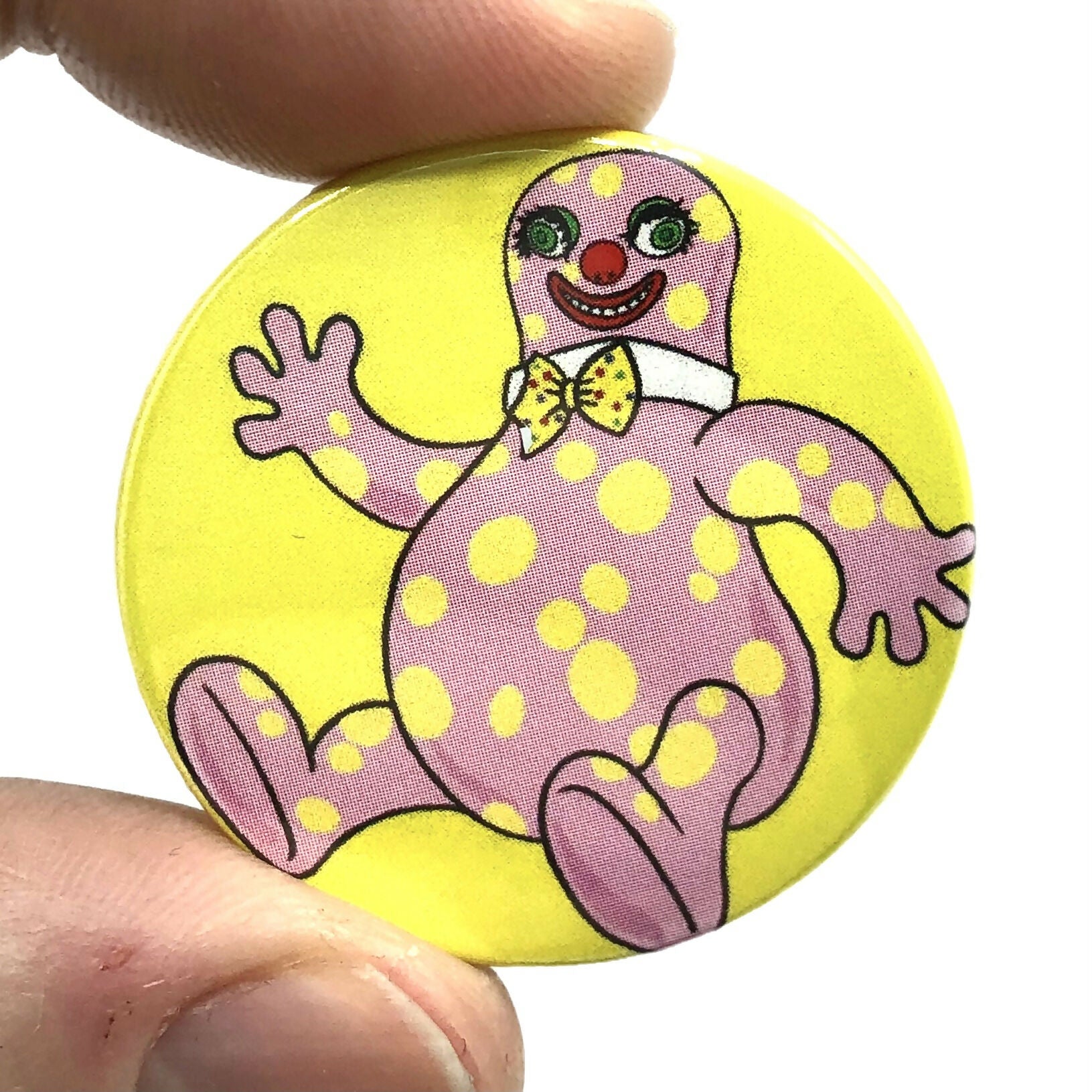 Mr Blobby 1990s Inspired Button Pin Badge