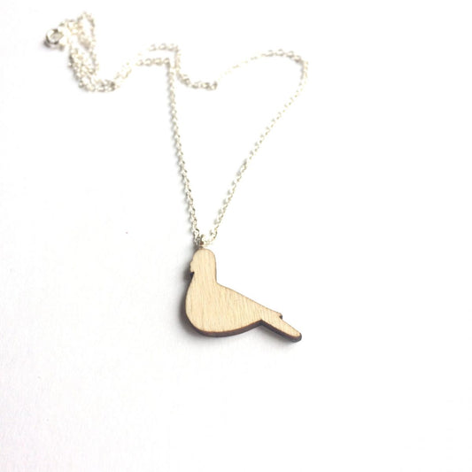 Wooden Hand Painted Pigeon necklace