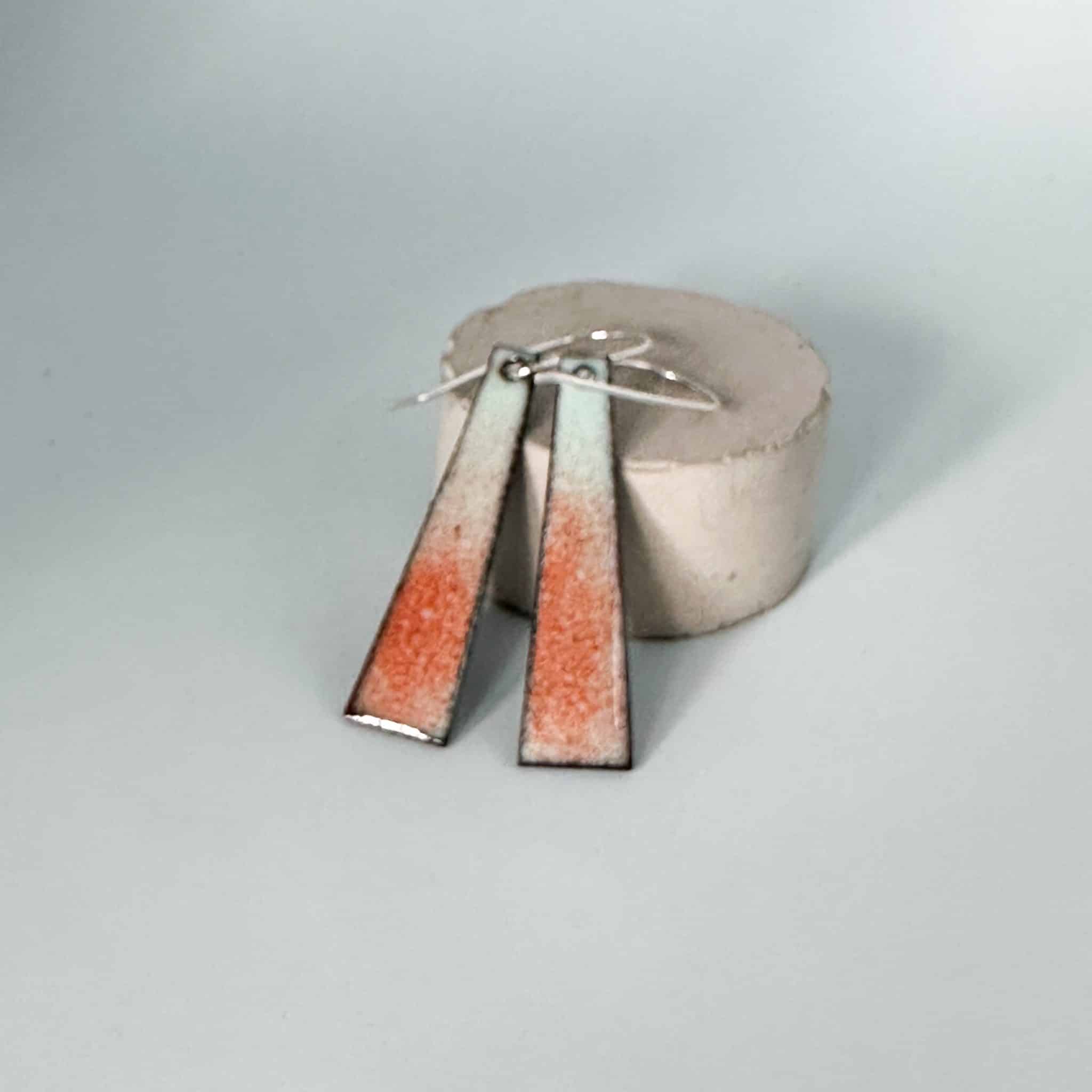 copper enamel triangle earrings