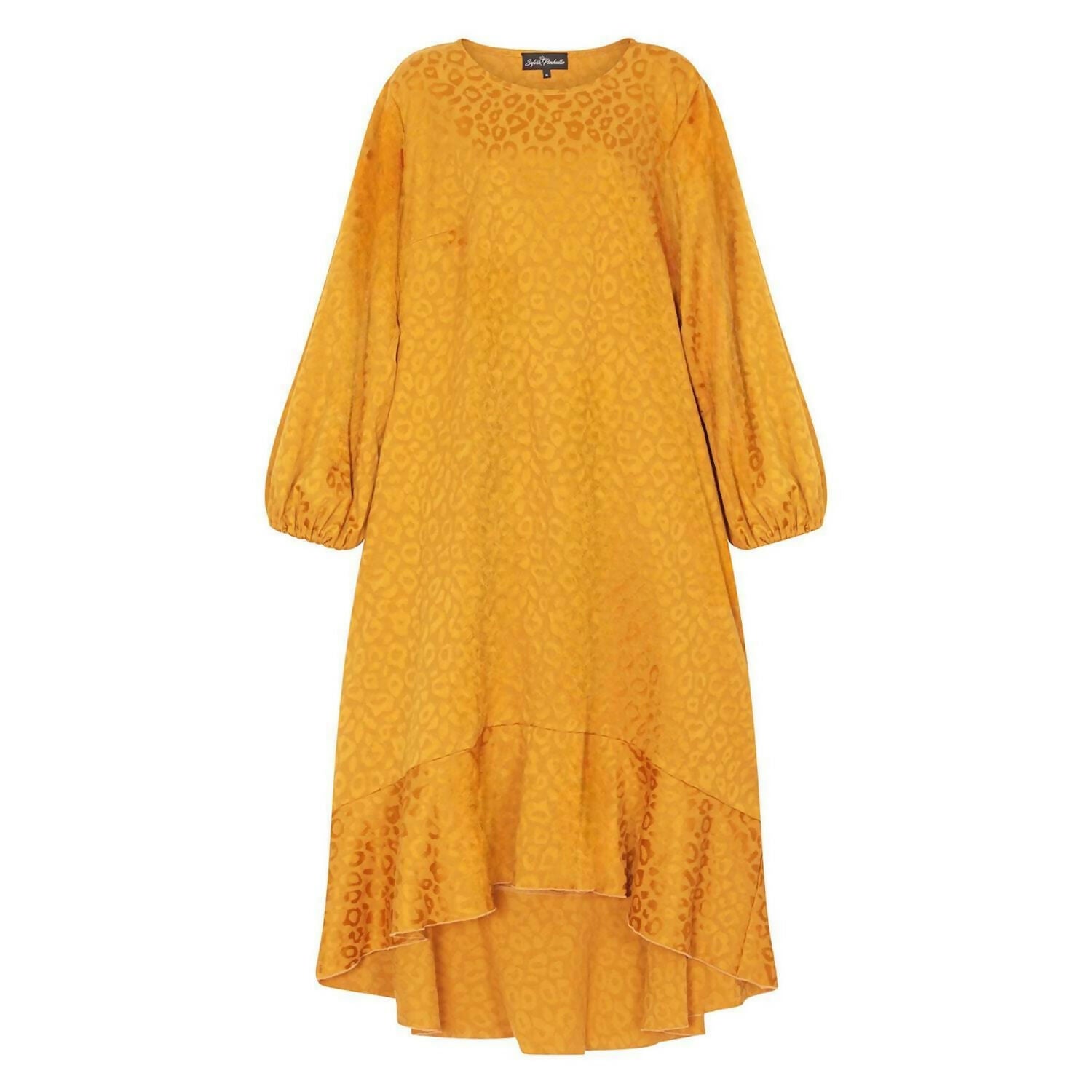 Aphrodite Gold Leopard Jacquard Midi Dress -Inclusive Plus Size up to UK 24 / US 20