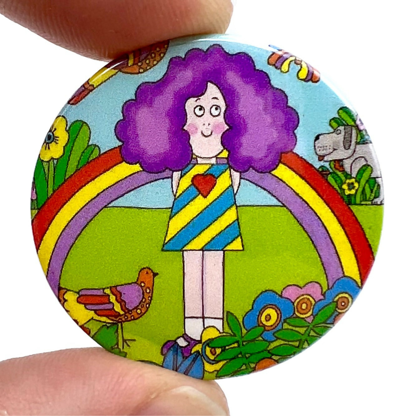 Crystal Tipps 1970s Inspired Button Pin Badge