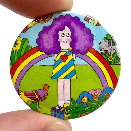 Crystal Tipps 1970s Inspired Button Pin Badge