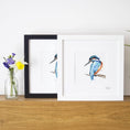 Load image into Gallery viewer, Inky Kingfisher Illustration Print
