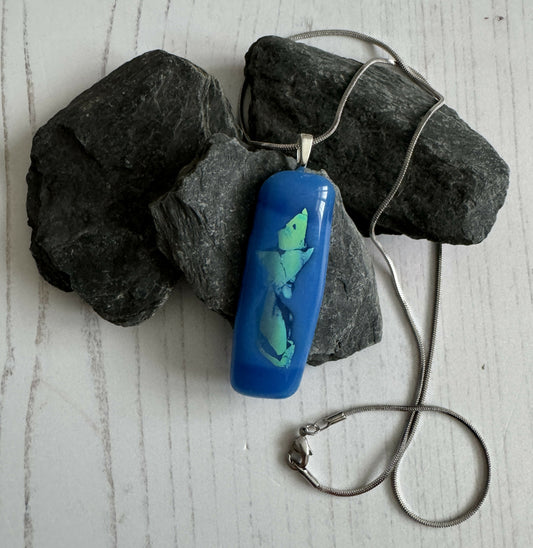 Azure Blue Handmade Fused Glass Pendant