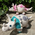Load image into Gallery viewer, PDF Triceratops Crochet Pattern, Terry the Triceratops Crochet Pattern, Crochet Pattern, Dinosaur Amigurumi Pattern
