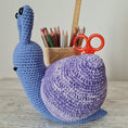 Load image into Gallery viewer, PDF Snail Caddy Crochet Pattern, Sally the Snail Caddy Crochet Pattern, Crochet Pattern, Snail Amigurumi Pattern
