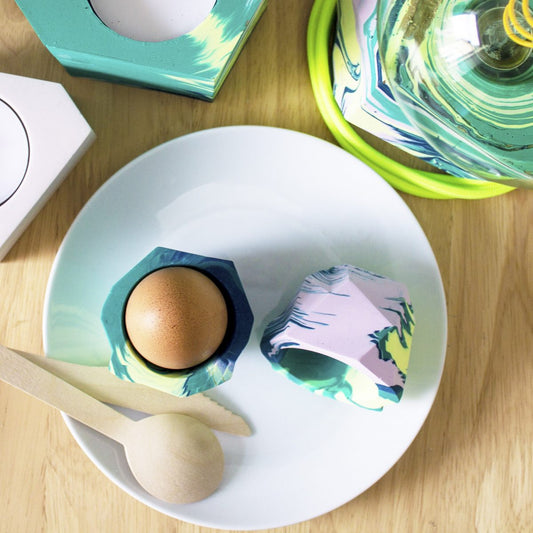 Emerald Green Marbled Egg Cup Set
