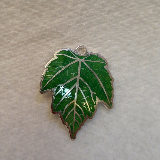 vitreous enamelled sterling silver maple leaf pendant