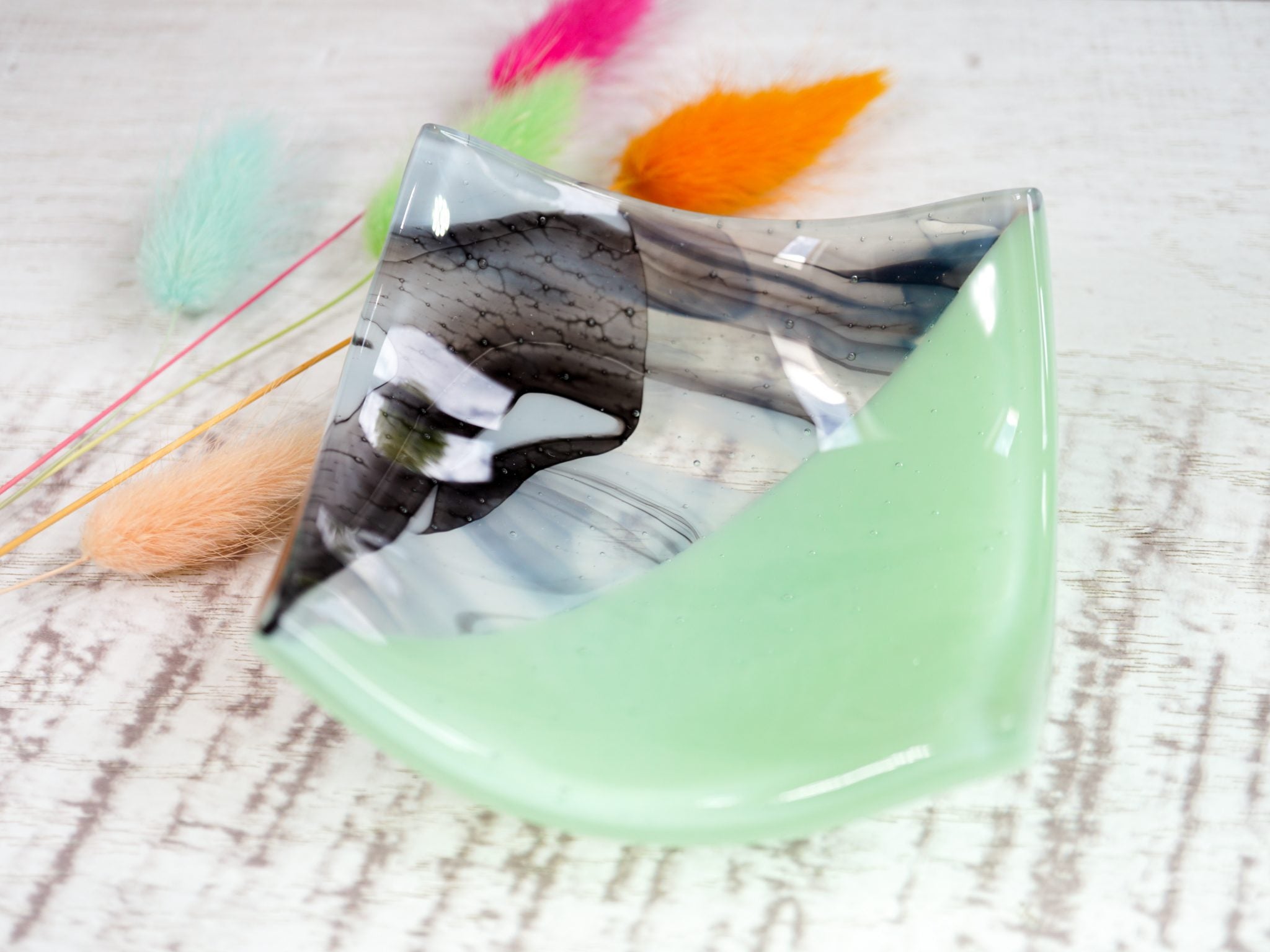 Colour Block Fused Glass Ring Dish