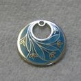Load image into Gallery viewer, flower inspired vitreous enamelled sterling silver round pendant
