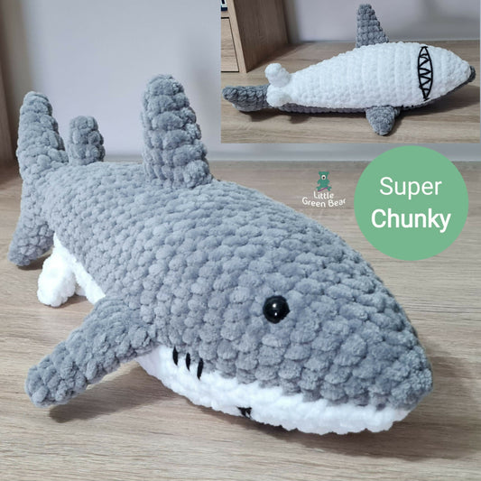 PDF Jumbo Shark Crochet Pattern, Shannon the Shark Crochet Pattern, Shark Amigurumi Pattern, Shark Crochet Jumbo Toy Pattern