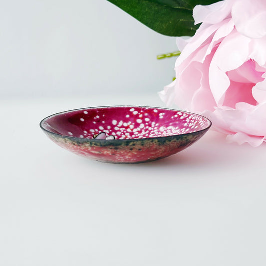 Pink Speckled Enamel Ring Bowl