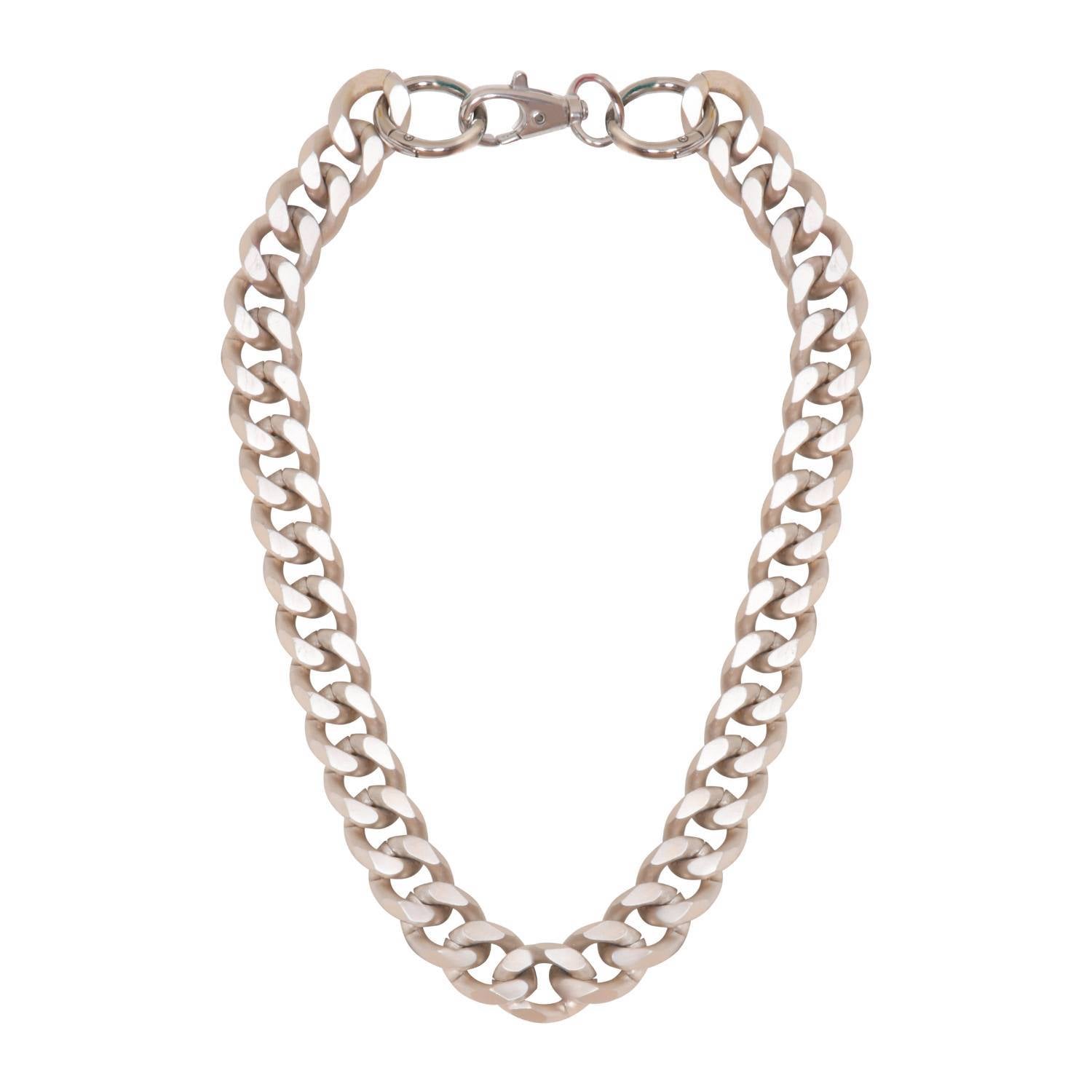 Cleopatra Silver Chunky Unisex Aluminium Chain Necklace Single Tier