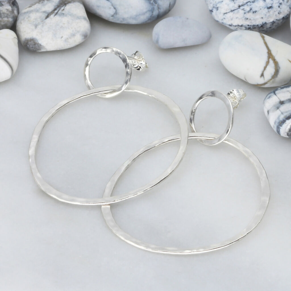 double pebble hoops xl  disc pebble hoop earrings w pebbles 1024