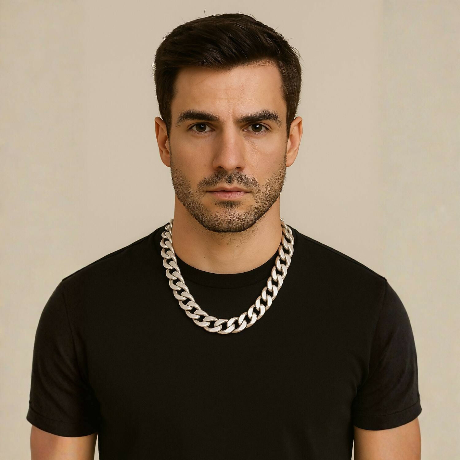 Cleopatra Silver Chunky Unisex Aluminium Chain Necklace Single Tier