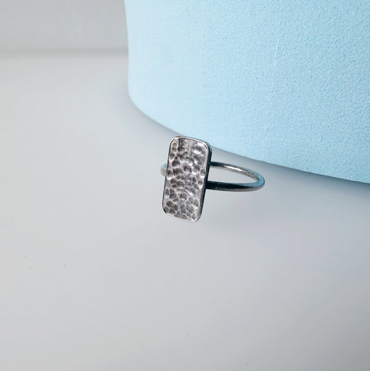 Artisan Hammered Silver Rectangle Ring - MaisyPlum