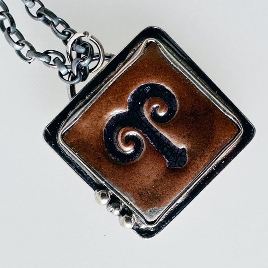 Copper and Sterling Silver Aries Ram Pendant Necklace (Unisex) - MaisyPlum