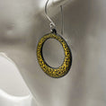 Load image into Gallery viewer, Yellow leopard print Crackle Enamel Hoop Earrings - MaisyPlum
