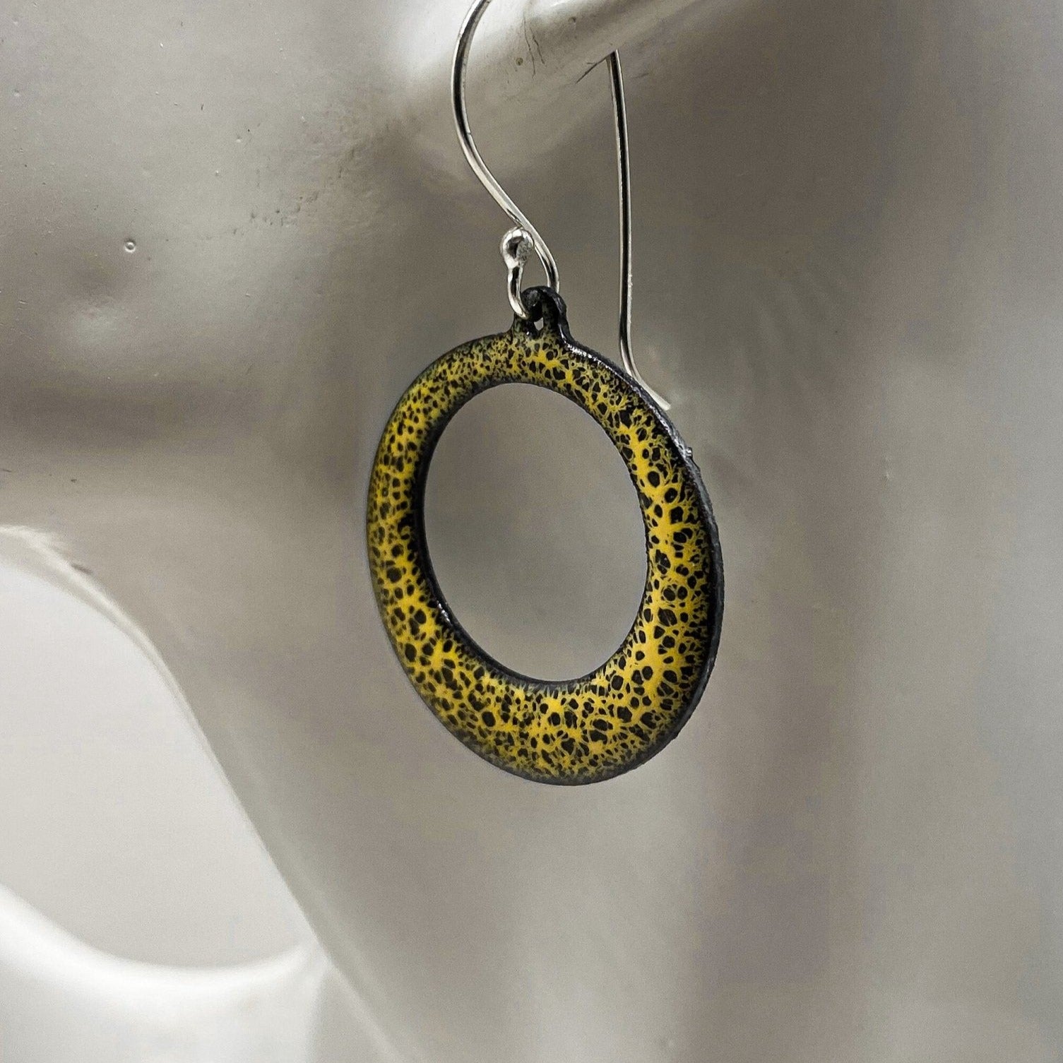 Yellow leopard print Crackle Enamel Hoop Earrings - MaisyPlum